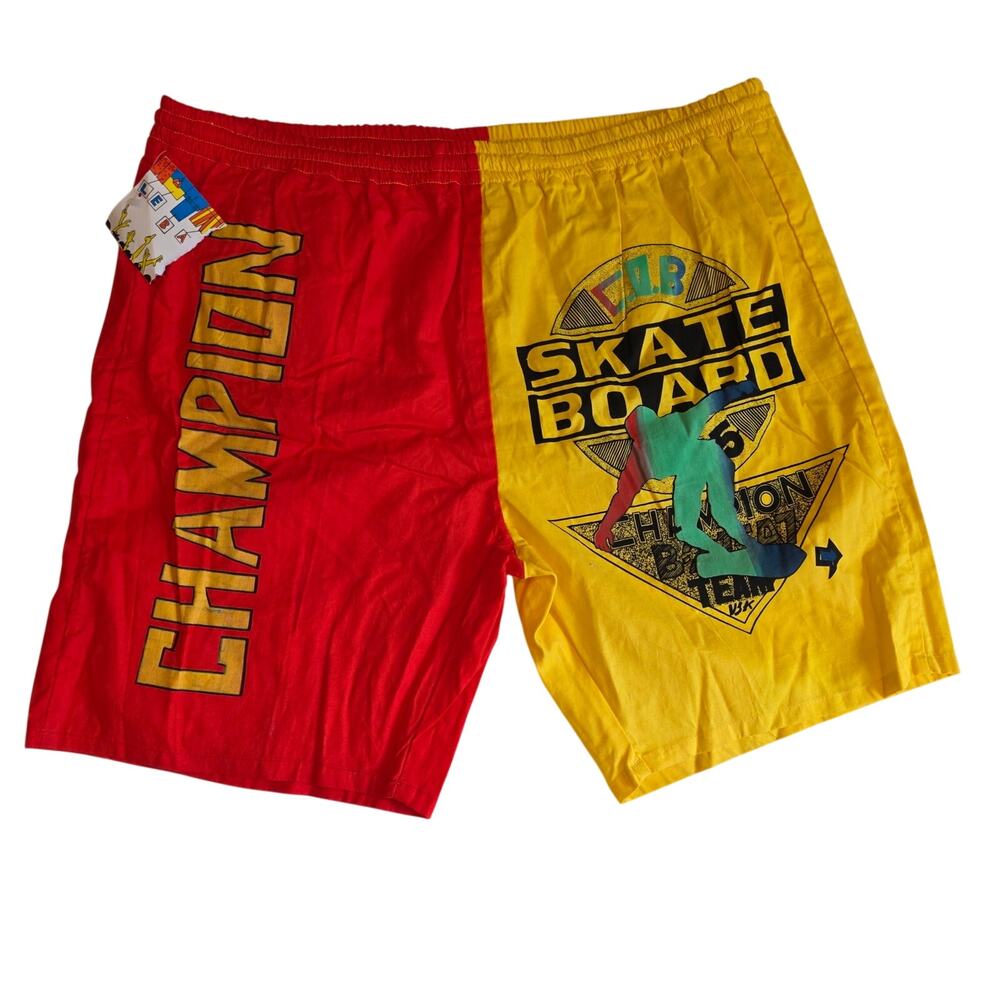 VTG 90s Le-Baron Mens Large Colorblock‎ Skateboard Champion Trunks NWT